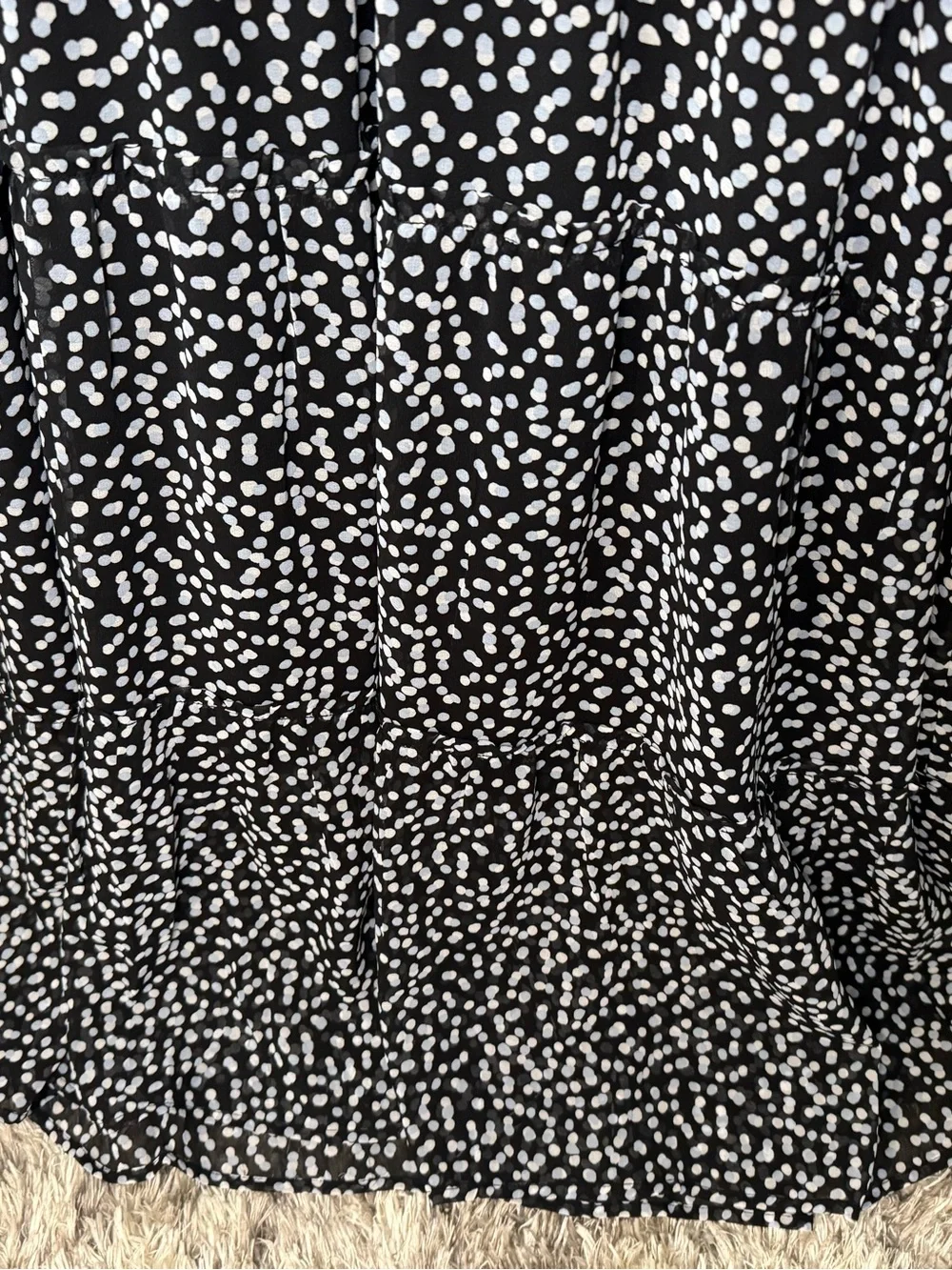 Plus Size Printed Dot V-Neck Women's Dress with Flutter Sleeves, Tier Skirt - 3x